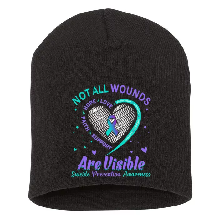 Not All Wounds Are Visible Suicide Mental Health Matters Short Acrylic Beanie