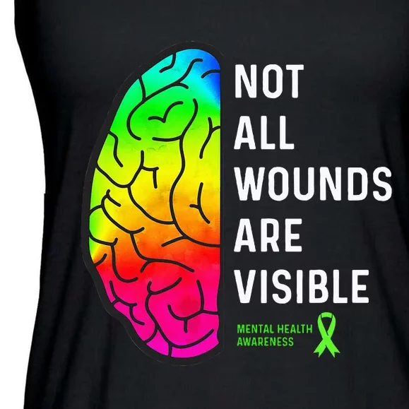 Not All Wounds Are Visible Mental Health Awareness Ladies Essential Flowy Tank