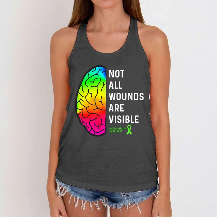 Not All Wounds Are Visible Mental Health Awareness Women's Knotted Racerback Tank