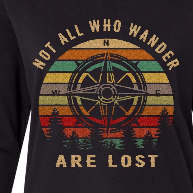 Not All Who Wander Are Lost Funny Outdoor Hiking Traveling Womens Cotton Relaxed Long Sleeve T-Shirt