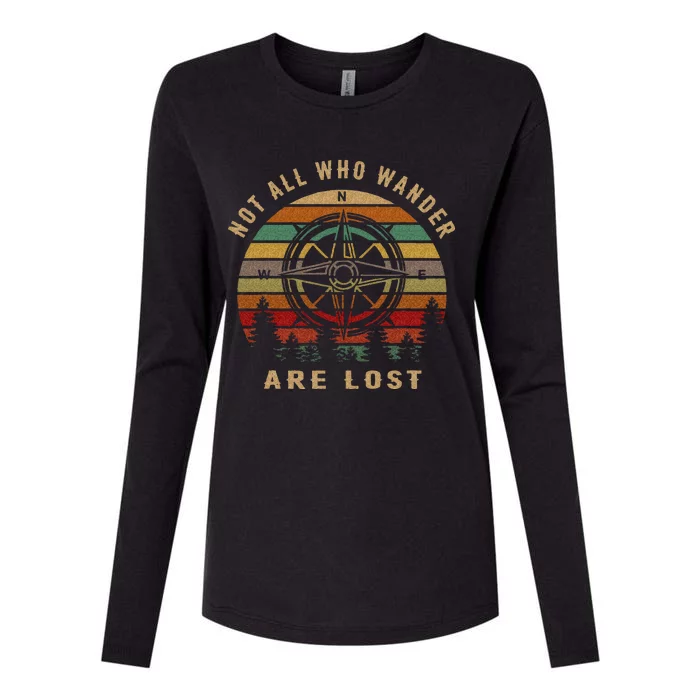 Not All Who Wander Are Lost Funny Outdoor Hiking Traveling Womens Cotton Relaxed Long Sleeve T-Shirt