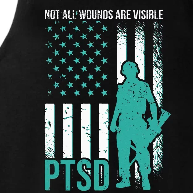 Not All Wounds Are Visible PTSD Awareness Ladies Tri-Blend Wicking Tank