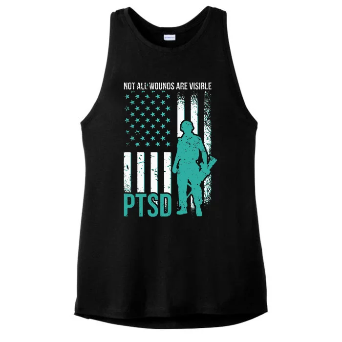 Not All Wounds Are Visible PTSD Awareness Ladies Tri-Blend Wicking Tank