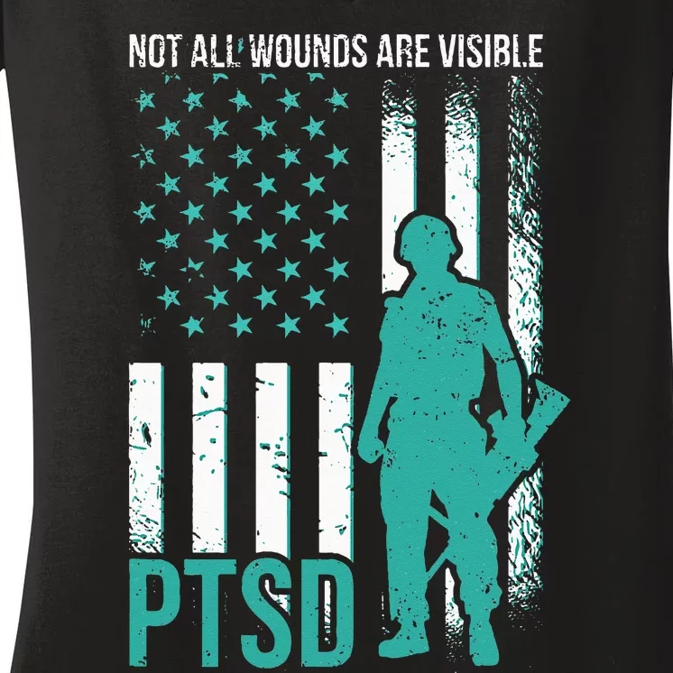 Not All Wounds Are Visible PTSD Awareness Women's V-Neck T-Shirt