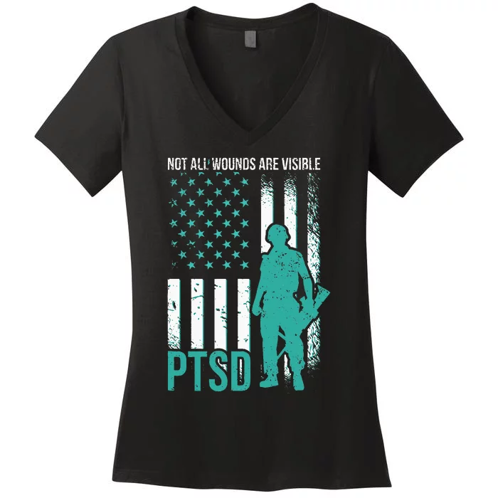 Not All Wounds Are Visible PTSD Awareness Women's V-Neck T-Shirt