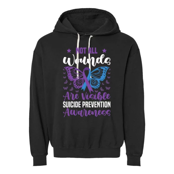 Not All Wounds Are Visible Suicide Prevention Butterfly Garment-Dyed Fleece Hoodie