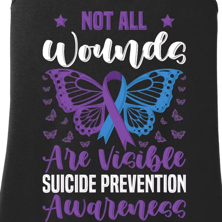 Not All Wounds Are Visible Suicide Prevention Butterfly Ladies Essential Tank