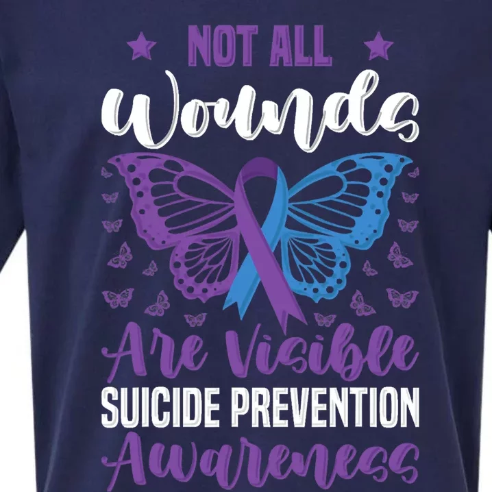 Not All Wounds Are Visible Suicide Prevention Butterfly Sueded Cloud Jersey T-Shirt