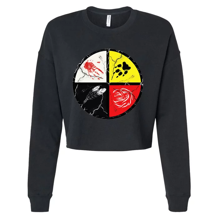 Native American Words Of The Medicine Wheel 1 Cropped Pullover Crew