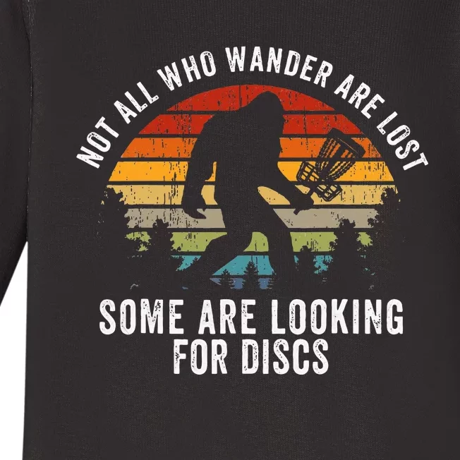 Not All Who Wander Are Lost Disc Golf Bigfoot Sasquatch Baby Long Sleeve Bodysuit