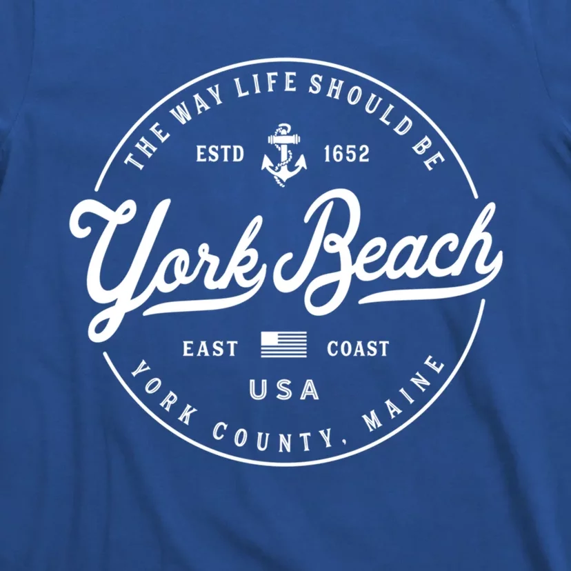 Nautical Anchor York Beach Maine Travel Vacation Funny Gift T-Shirt