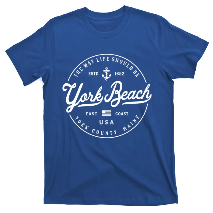 Nautical Anchor York Beach Maine Travel Vacation Funny Gift T-Shirt