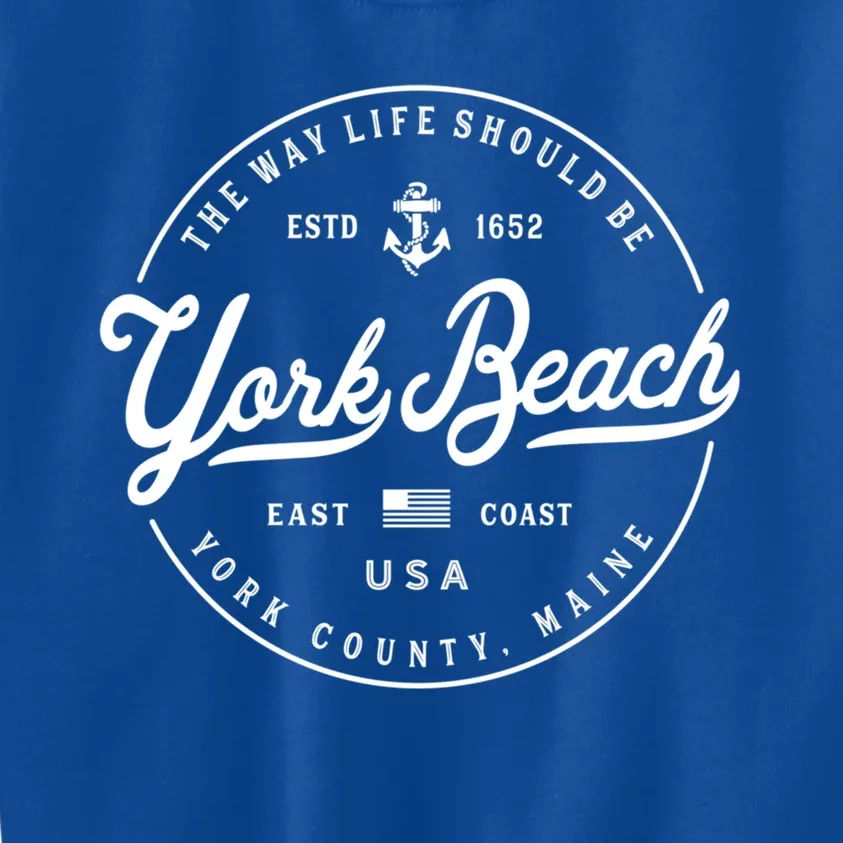 Nautical Anchor York Beach Maine Travel Vacation Funny Gift Kids Sweatshirt