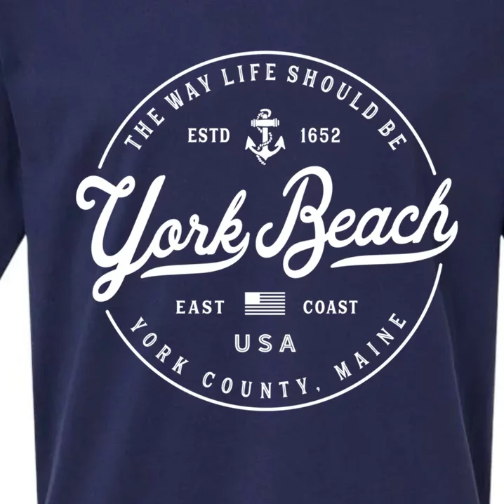 Nautical Anchor York Beach Maine Travel Vacation Funny Gift Sueded Cloud Jersey T-Shirt