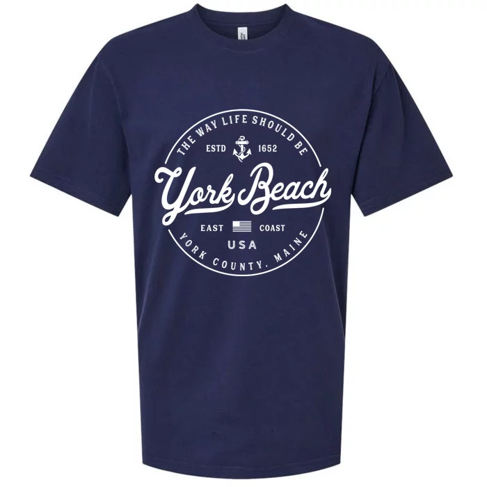 Nautical Anchor York Beach Maine Travel Vacation Funny Gift Sueded Cloud Jersey T-Shirt