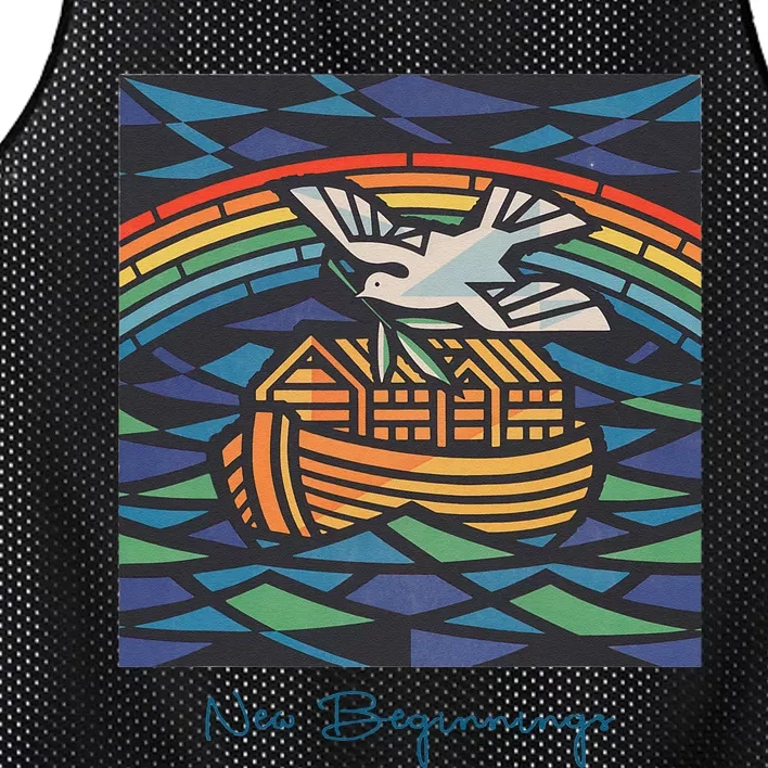 New Beginnings 1955 Noahs Ark Dove Of Peace Rainbow Art Mesh Reversible Basketball Jersey Tank