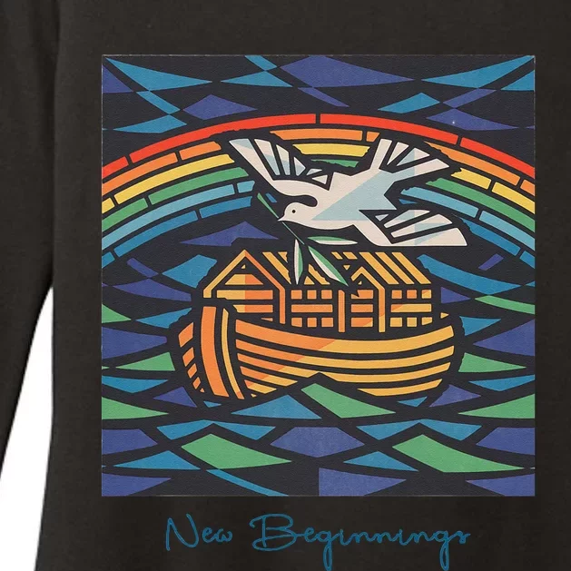 New Beginnings 1955 Noahs Ark Dove Of Peace Rainbow Art Womens CVC Long Sleeve Shirt