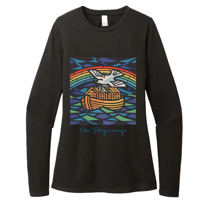 New Beginnings 1955 Noahs Ark Dove Of Peace Rainbow Art Womens CVC Long Sleeve Shirt