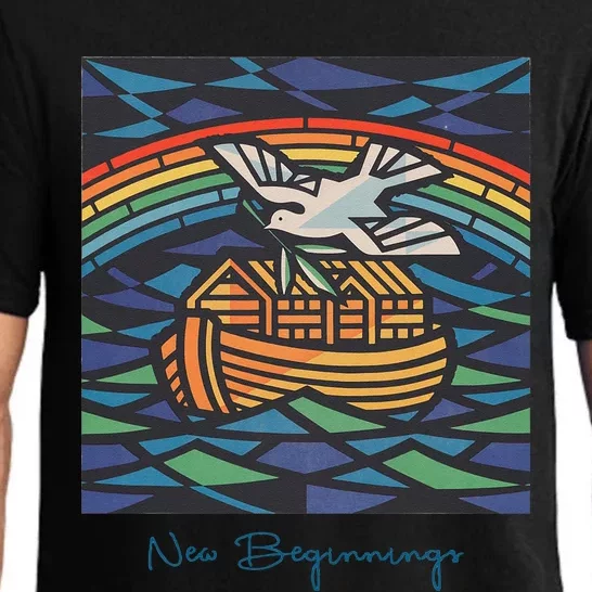 New Beginnings 1955 Noahs Ark Dove Of Peace Rainbow Art Pajama Set