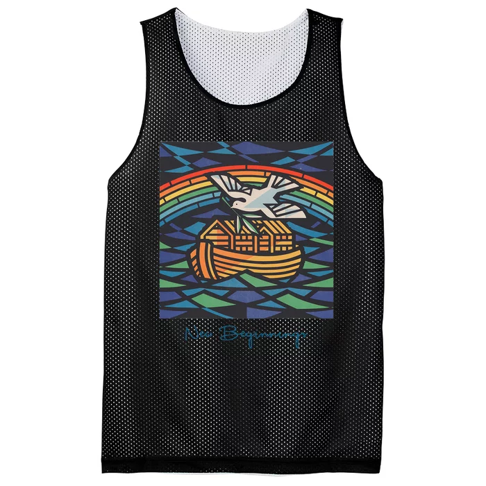 New Beginnings 1955 Noahs Ark Dove Of Peace Rainbow Art Mesh Reversible Basketball Jersey Tank