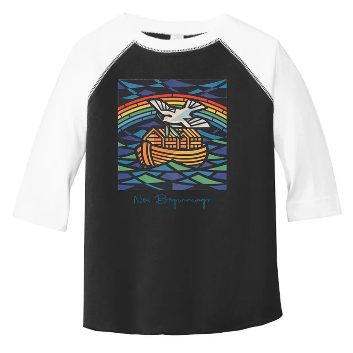 New Beginnings 1955 Noahs Ark Dove Of Peace Rainbow Art Toddler Fine Jersey T-Shirt