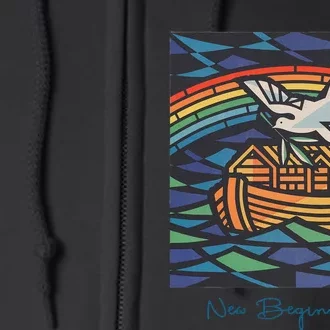 New Beginnings 1955 Noahs Ark Dove Of Peace Rainbow Art Full Zip Hoodie