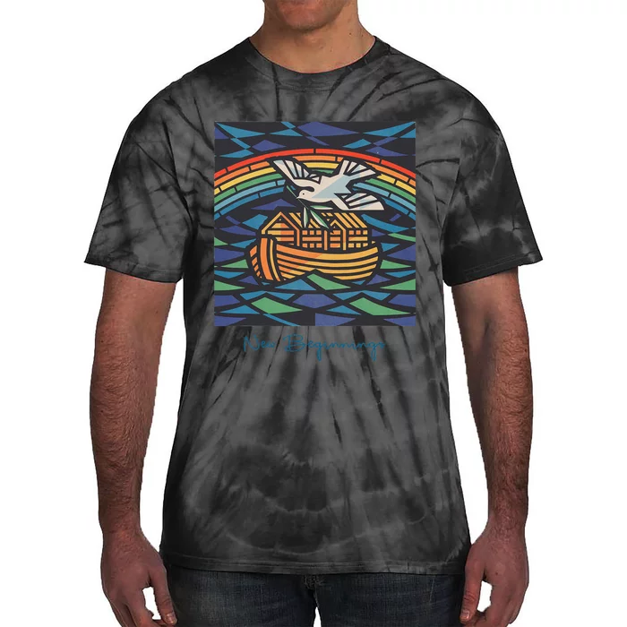 New Beginnings 1955 Noahs Ark Dove Of Peace Rainbow Art Tie-Dye T-Shirt