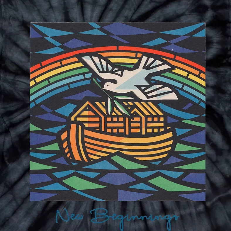 New Beginnings 1955 Noahs Ark Dove Of Peace Rainbow Art Tie-Dye T-Shirt