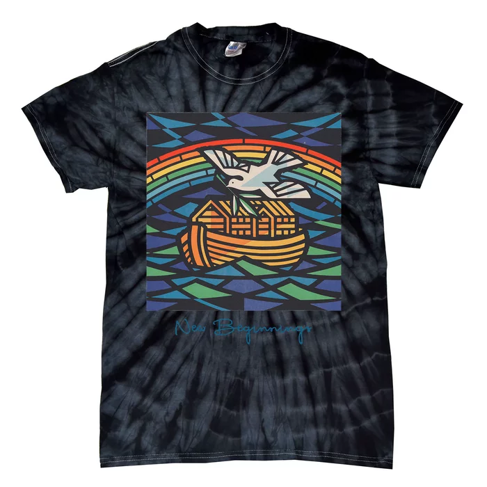 New Beginnings 1955 Noahs Ark Dove Of Peace Rainbow Art Tie-Dye T-Shirt