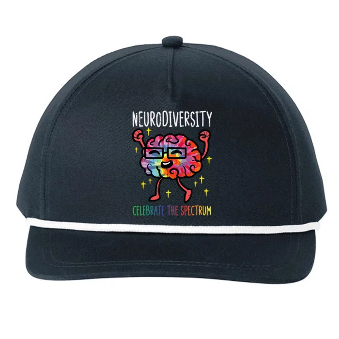 Neurodiversity Brain Autism Awareness Asd Adhd Snapback Five-Panel Rope Hat