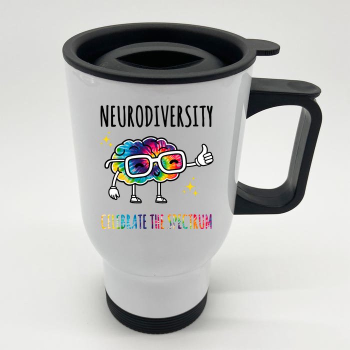 Neurodiversity Brain Autism Awareness Celebrate The Spectrum Front & Back Stainless Steel Travel Mug