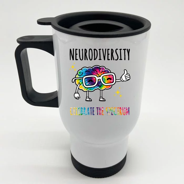 Neurodiversity Brain Autism Awareness Celebrate The Spectrum Front & Back Stainless Steel Travel Mug