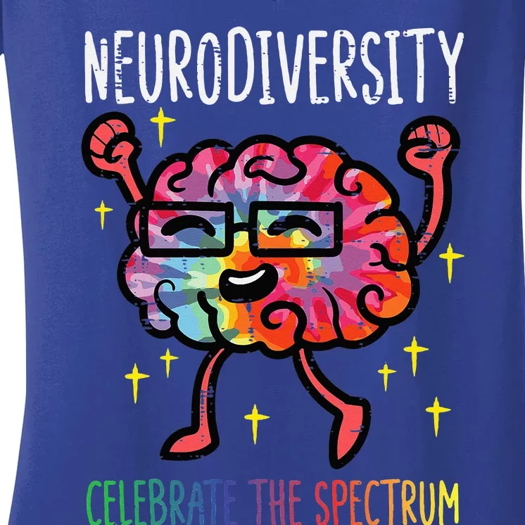 Neurodiversity Brain Autism Awareness ASD ADHD Women's V-Neck T-Shirt