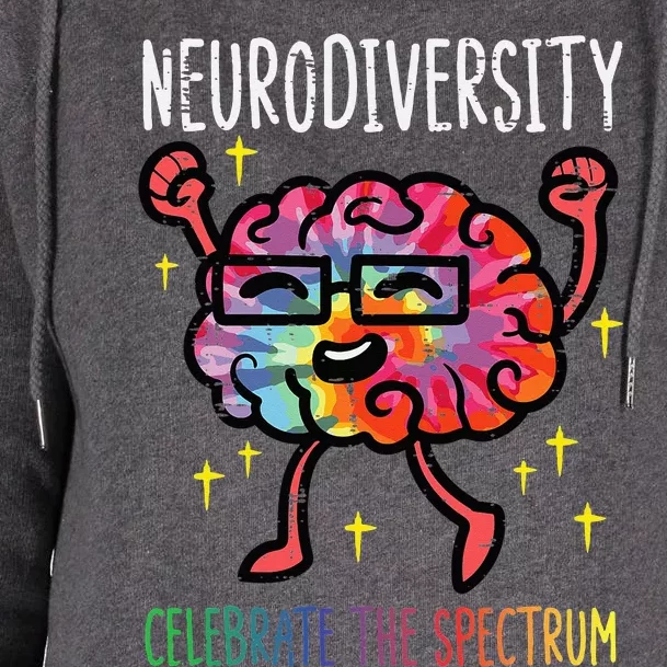 Neurodiversity Brain Autism Awareness ASD ADHD Womens Funnel Neck Pullover Hood