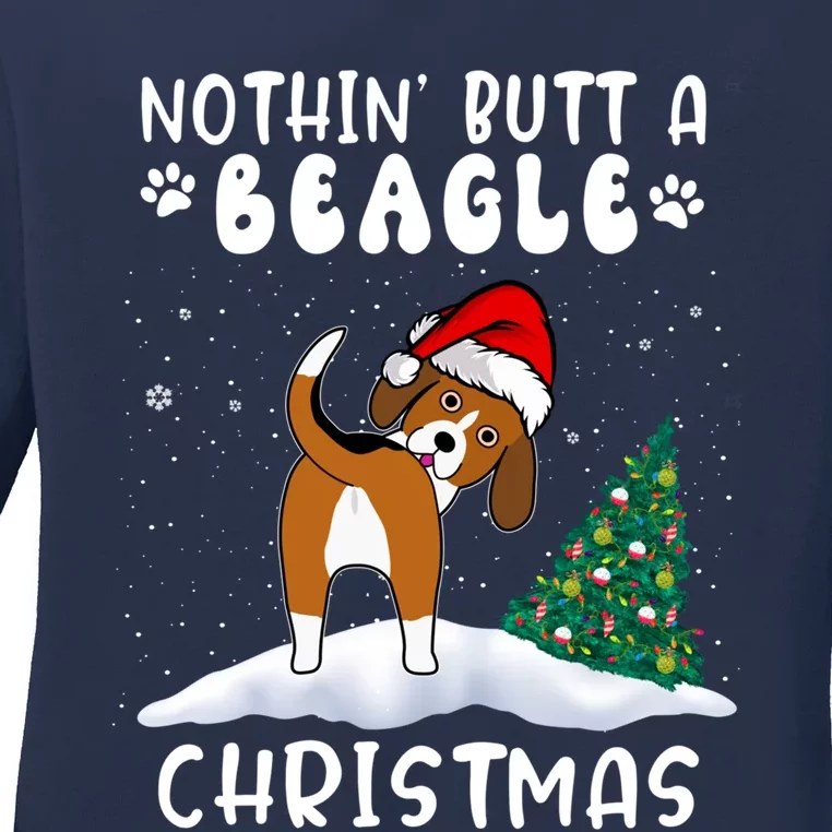 Nothing Butt A Beagle Dog Christmas Santa Hat Funny Xmas Gift Ladies Long Sleeve Shirt