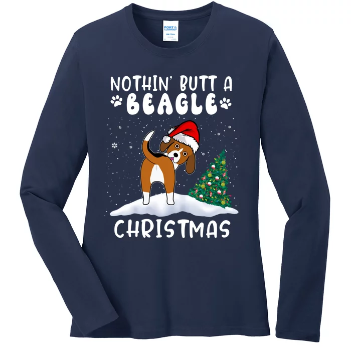 Nothing Butt A Beagle Dog Christmas Santa Hat Funny Xmas Gift Ladies Long Sleeve Shirt