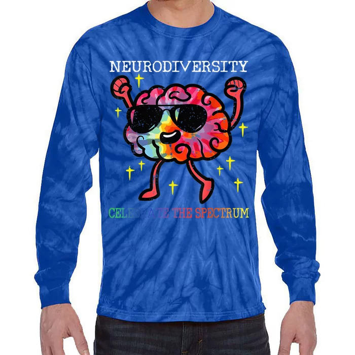 Neurodiversity Brain Autism Awareness ASD ADHD  Wo Kid Tie-Dye Long Sleeve Shirt