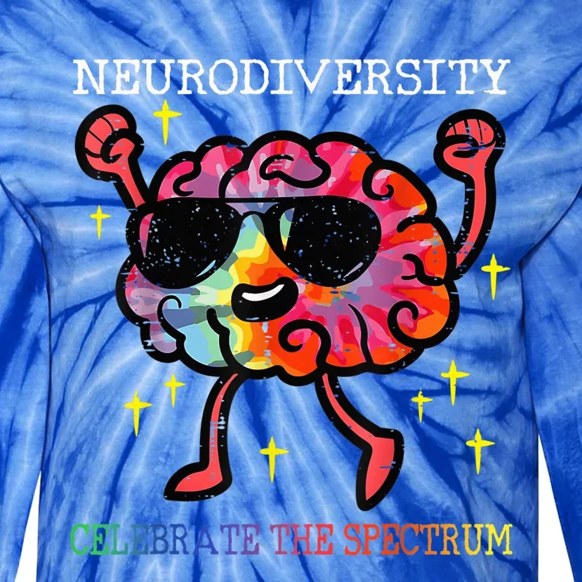 Neurodiversity Brain Autism Awareness ASD ADHD  Wo Kid Tie-Dye Long Sleeve Shirt