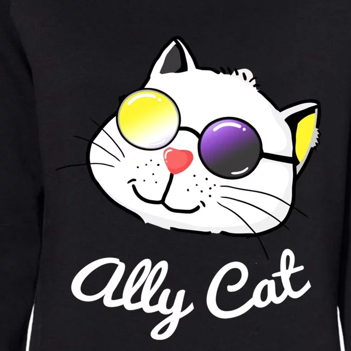 Non Binary Ally Pride Cat Sunglasses Lgbtq Nonbinary Flag Gift Womens California Wash Sweatshirt