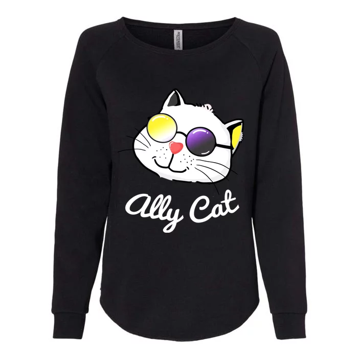 Non Binary Ally Pride Cat Sunglasses Lgbtq Nonbinary Flag Gift Womens California Wash Sweatshirt