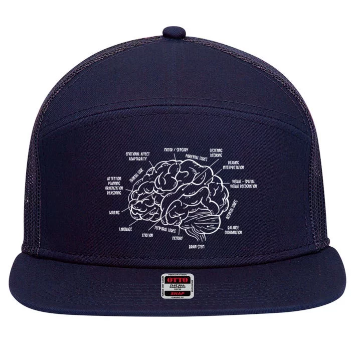 Neurosurgery Brain Anatomy Neurology Gift Medical Gift Funny Gift 7 Panel Mesh Trucker Snapback Hat