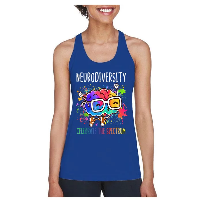 Neurodiversity Brain Autism Awareness ASD ADHD  Wo Kid Women's Racerback Tank