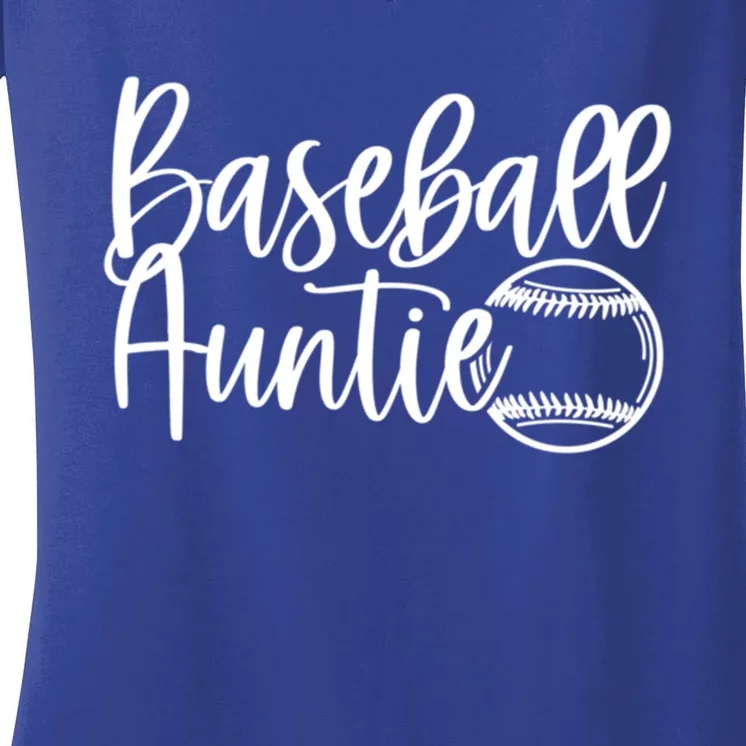 Novelty Baseball Auntie Pocket Baseball Auntie Game Day Gift Women's V-Neck T-Shirt