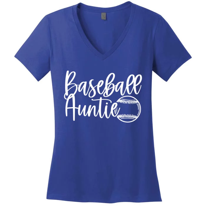 Novelty Baseball Auntie Pocket Baseball Auntie Game Day Gift Women's V-Neck T-Shirt