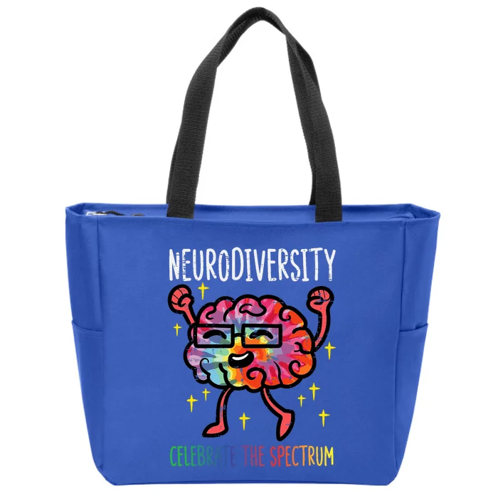 Neurodiversity Brain Autism Awareness Asd Adhd Zip Tote Bag