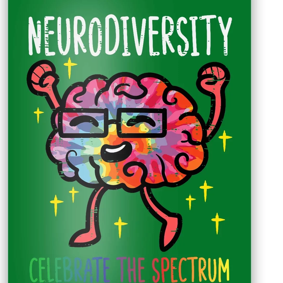 Neurodiversity Brain Autism Awareness Asd Adhd Poster