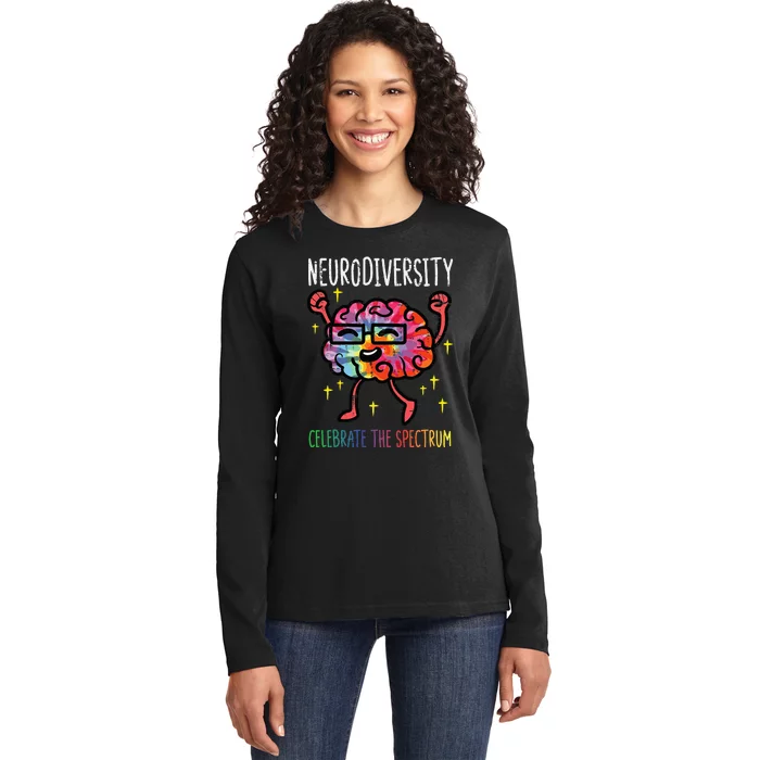 Neurodiversity Brain Autism Awareness ASD ADHD Ladies Long Sleeve Shirt