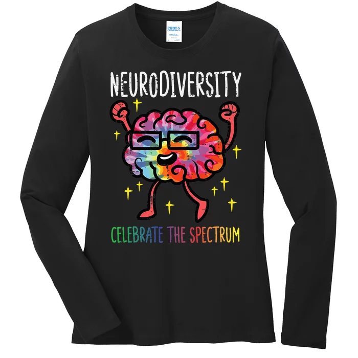 Neurodiversity Brain Autism Awareness ASD ADHD Ladies Long Sleeve Shirt