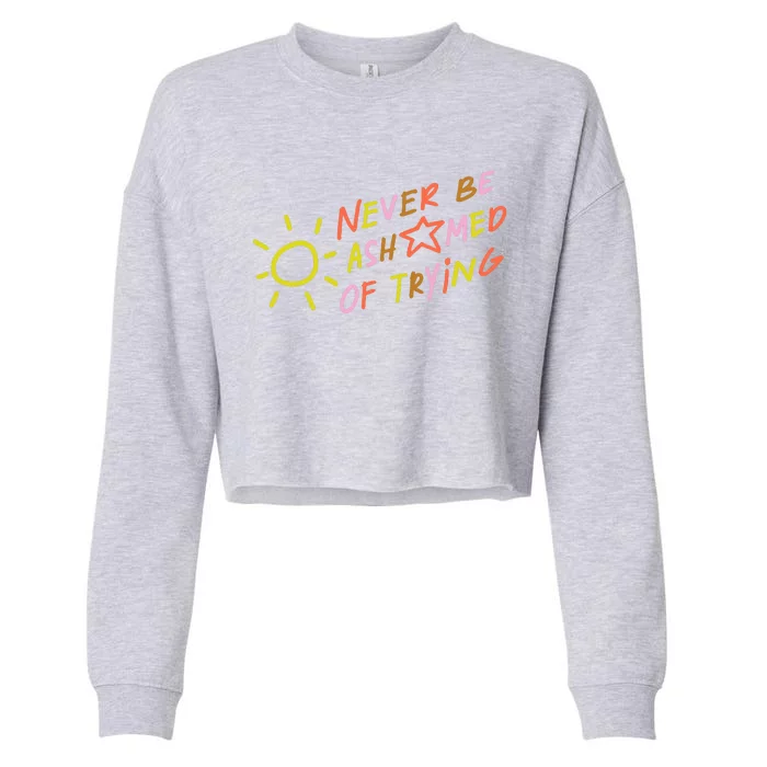 Never Be Ashamed Of Trying Cropped Pullover Crew