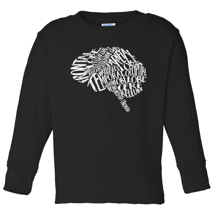 Neurology Brain Anatomy Typography Rn Neuroscience Nurse Neurologist Toddler Long Sleeve Shirt